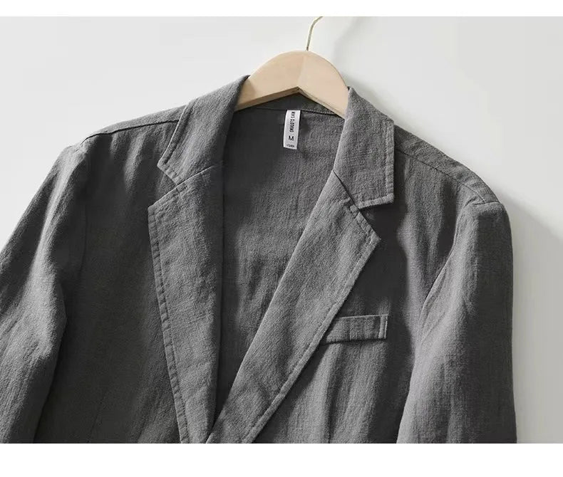Men's Casual Suit Single-layer Jacket Solid Color Cotton And Linen Casual Fashion Men's Top