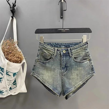 Skinny Denim Shorts, Hot Girl Y2k Ultra-short Washed Cuffed Jeans, Summer Clothes for Woman