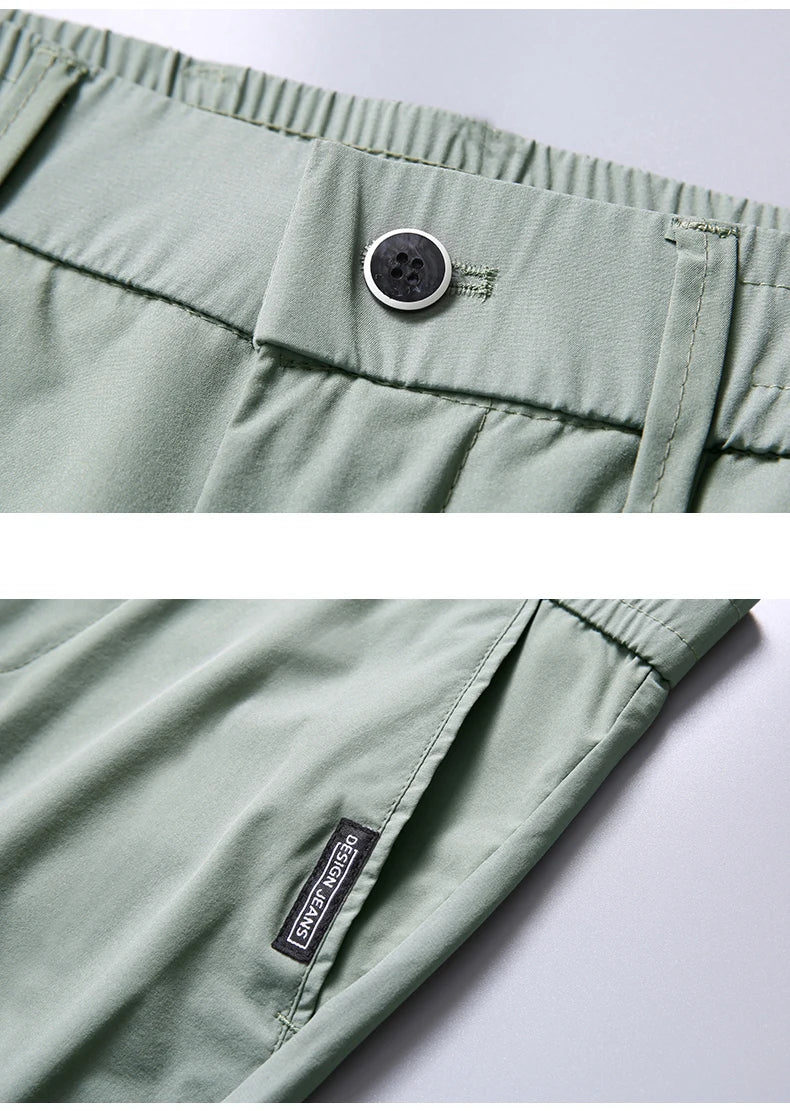 Ice Silk Cool Summer Casual Pants for Men Slim Fashion Stretch Business Korean Trousers Brand Clothing Luxury Men's Pants
