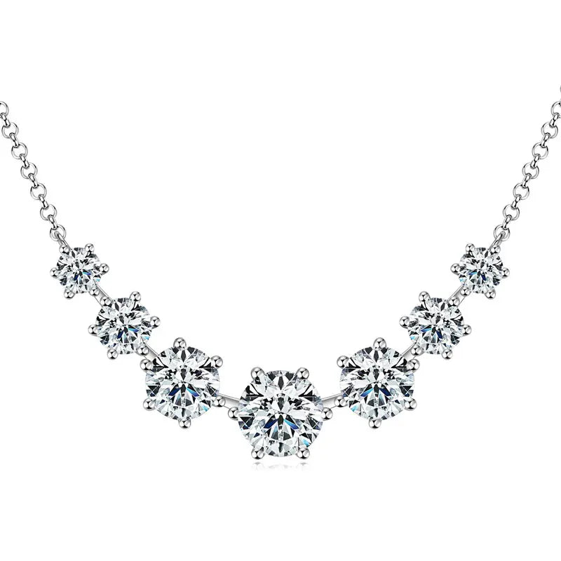 Round Cut Moissanite Smiley Curve Pendant Necklace Chains for Women Real 925 Sterling Silver Wedding Fine Jewelry Gifts