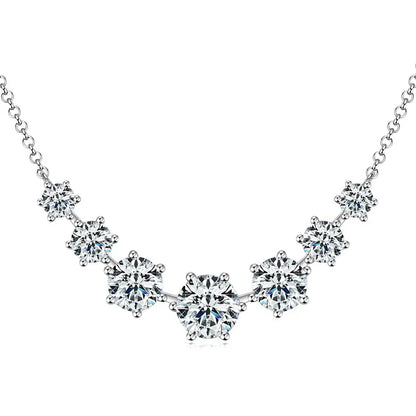 Round Cut Moissanite Smiley Curve Pendant Necklace Chains for Women Real 925 Sterling Silver Wedding Fine Jewelry Gifts