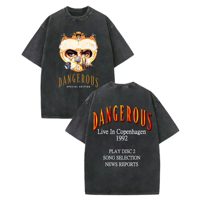 Vintage Washed Michael Jackson Graphic T Shirts Men Women Harajuku Rock Clothing T-shirts Fashion Casual Short Sleeve T-shirt