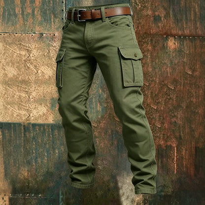 2026 New Large Pocket Loose Overalls Men's Outdoor Sports Jogging Tactical Pants Elastic Waist Pure Cotton Casual Work Pants