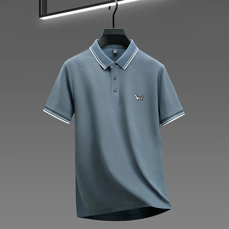 100% pure cotton summer new men's trendy shortsleeved luxury customized business casual polo shirt designer brand badge T-shirt