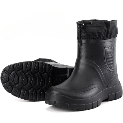 2024 Versatile Men's Rain Boots Waterproof outdoor lightweight shoe Velvet fashion short boot Casual comfort male water shoes