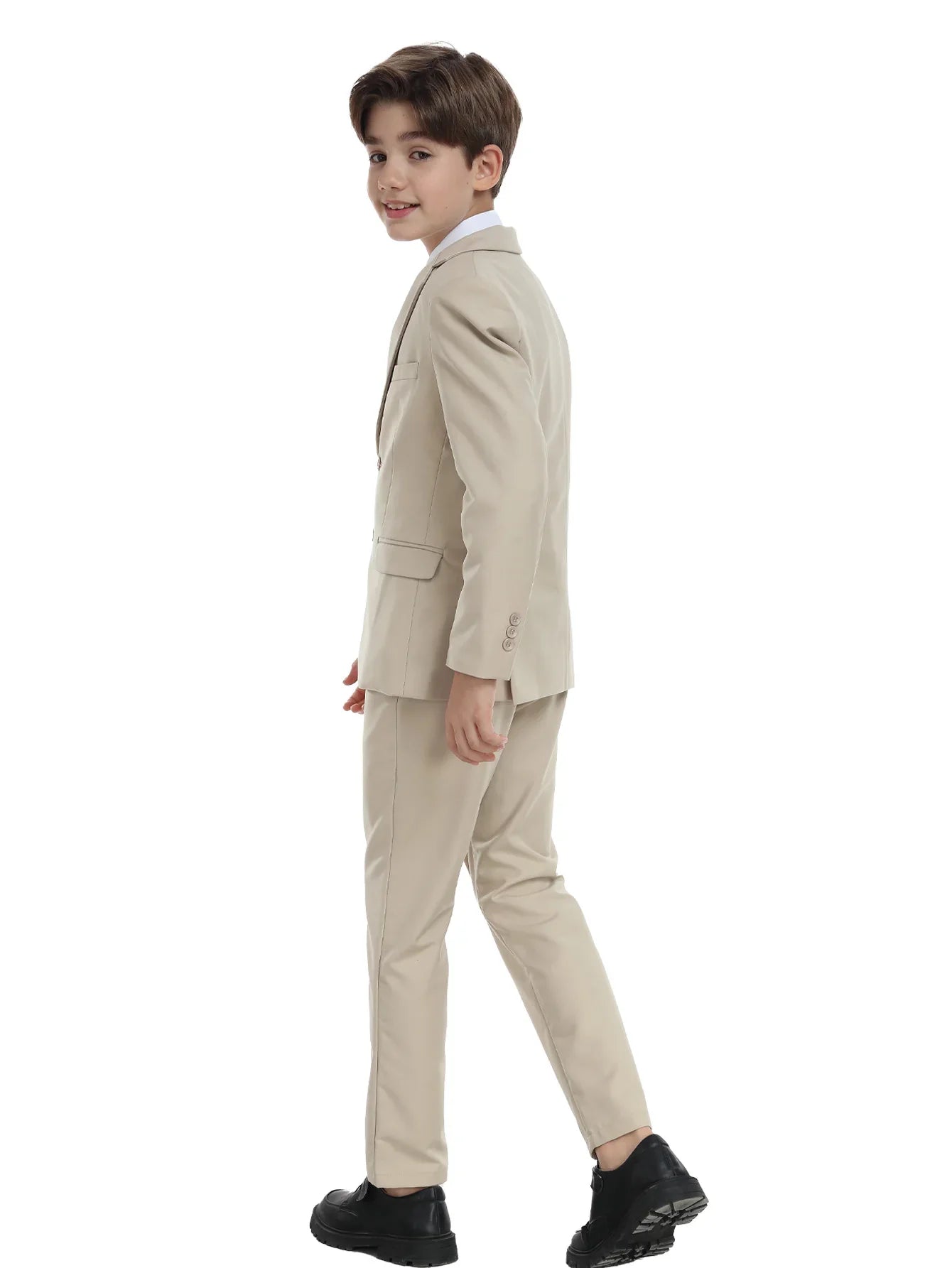 Boys Suit 5 Piece Jacket Vest Pants Shirt Tie Random Wedding Birthday Party Gift Performance Uniform School Uniforms Size 4-16Y