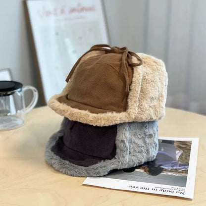 Trendy Faux Fur Winter Hat Thick Warm Faux Fur Hat Lamb Wool Bomber Hat Winter Season for Men and Women