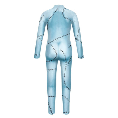 Halloween Nightmare Sally Costume Patchwork Pattern Bodysuit Fancy Disguise Suit Carnival Party Girls Zentai Catsuit