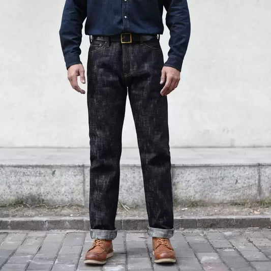 Mens Jeans Sanforized Selvedge Denim Jeans Limited EditionDouble-sided Dyeing 66 Fit 20 Oz