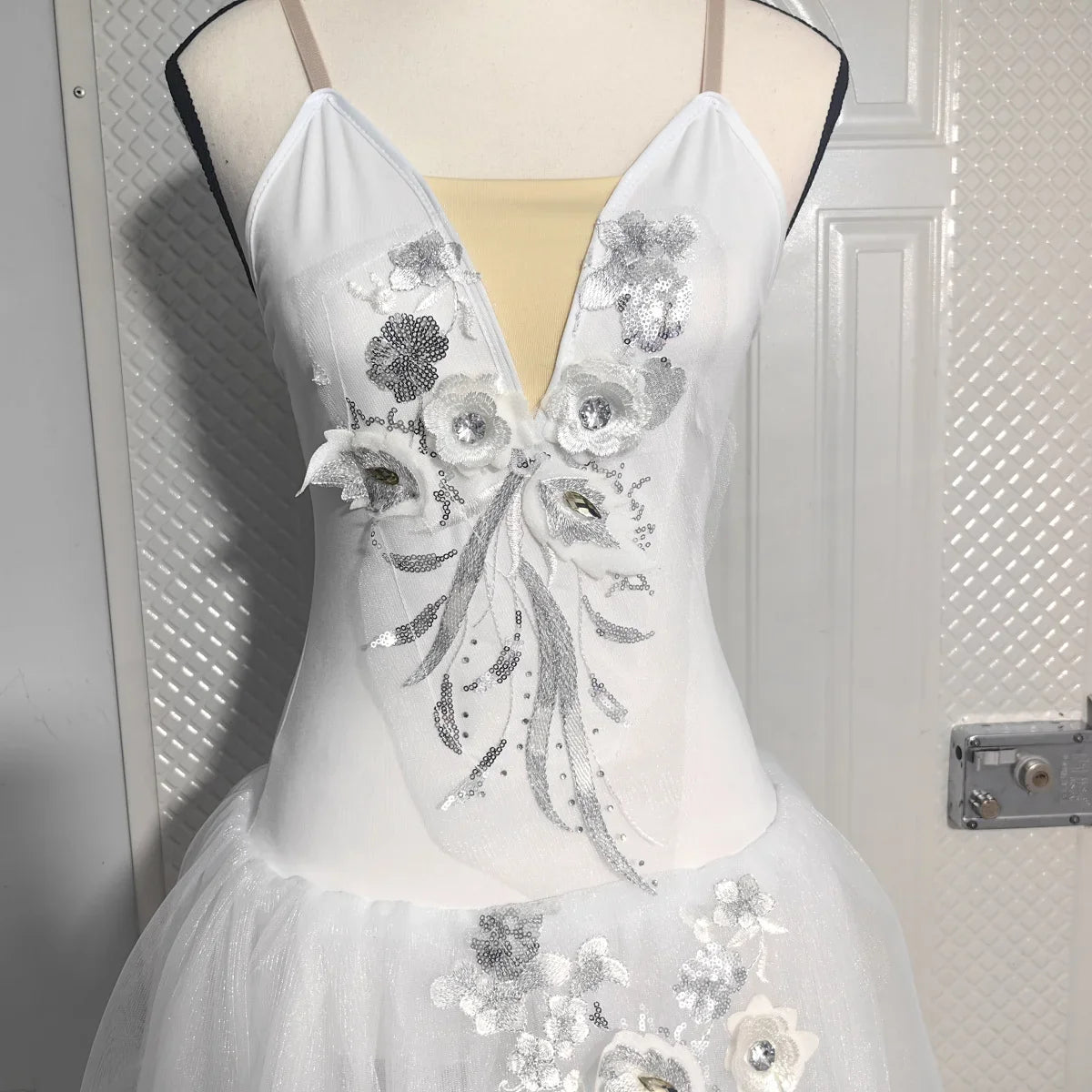 Long Ballet Tutu Skirts Flower Lace Dress Performance Costumes Princess Dance Practice Romantic Dress