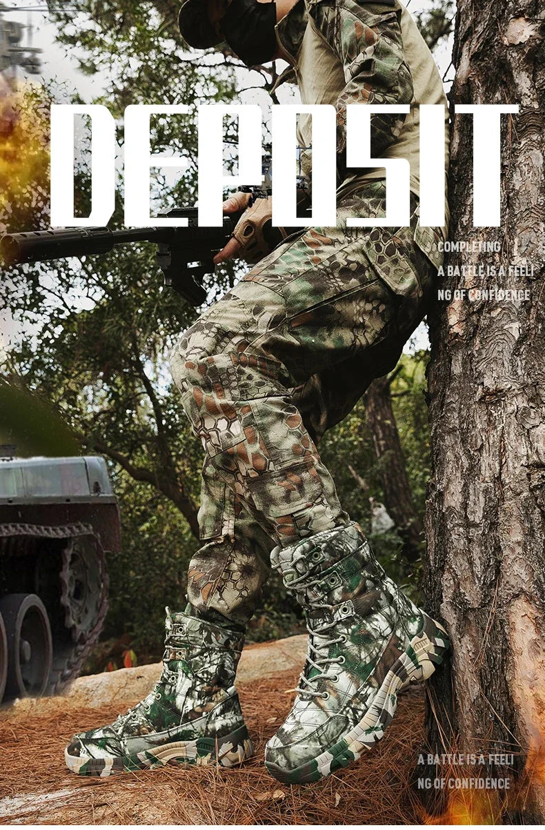 Men Tactical Boots Waterproof Army Work Climbing Hiking Shoes Training Motorcycle Hunting Safety Unisex Desert Boot High Quality