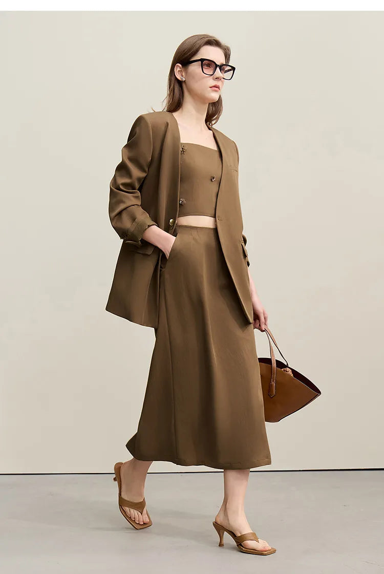 Casual Skirts For Women 2026 Spring New Elegant A-shaped Skirt Women Split Pocket Versatile Medium And Long Skirt 12621024