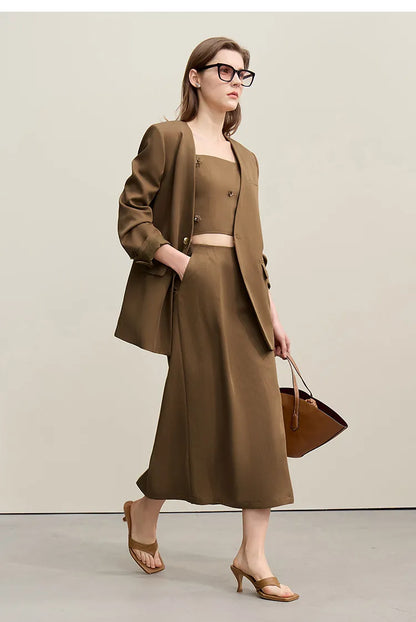 Casual Skirts For Women 2026 Spring New Elegant A-shaped Skirt Women Split Pocket Versatile Medium And Long Skirt 12621024