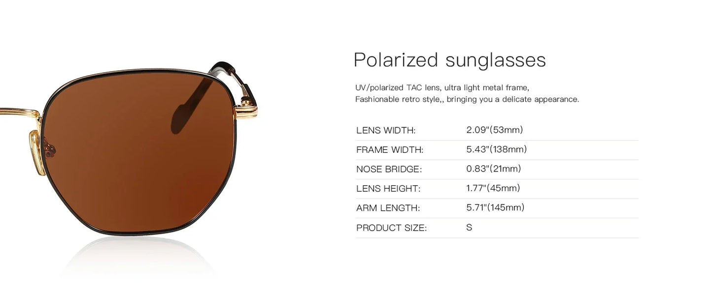 Hexagon Polarized Retro Sunglasses for Men Women-Vintage Metal Frame Design UV Protection Trendy Fashion Shades