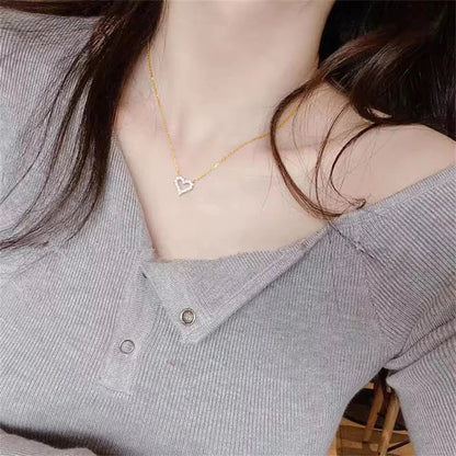 Certificated 1.5MM Moissanite Necklace 14K Gold Filled Heart Shape Pendant Necklace for Women Korean INS Jewelry Gift