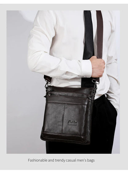 Men's Leather Messenger Bag Business Shoulder Bag Small Crossbody Bag Multi Function Messenger Bag Men's Travel Bag
