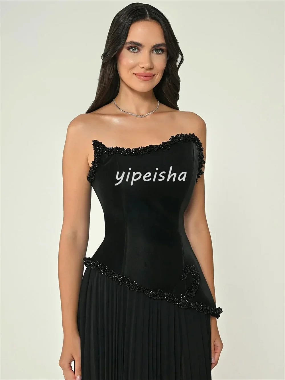 Customized Intricate Beading Sequined A-line Strapless Long Dresses Bespoke Occasion Dresses Modern Style Sizes Available Retro