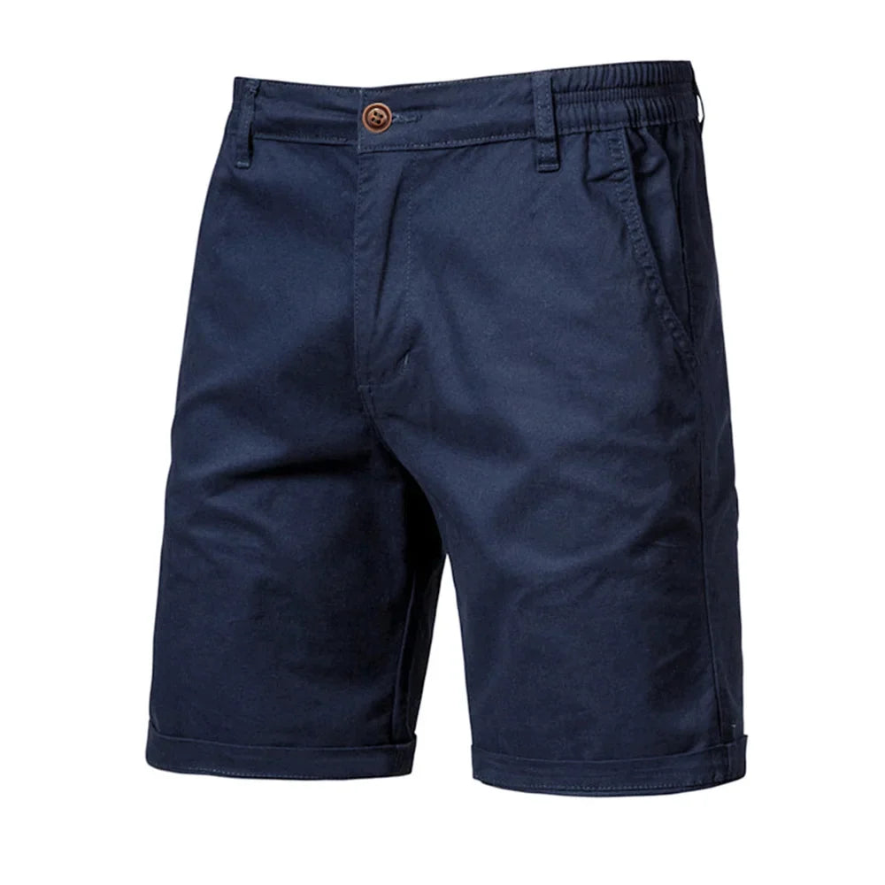 Summer 100% Cotton Solid Shorts Men High Quality Casual Business Social Elastic Waist Men Shorts 10 Colors Beach Shorts