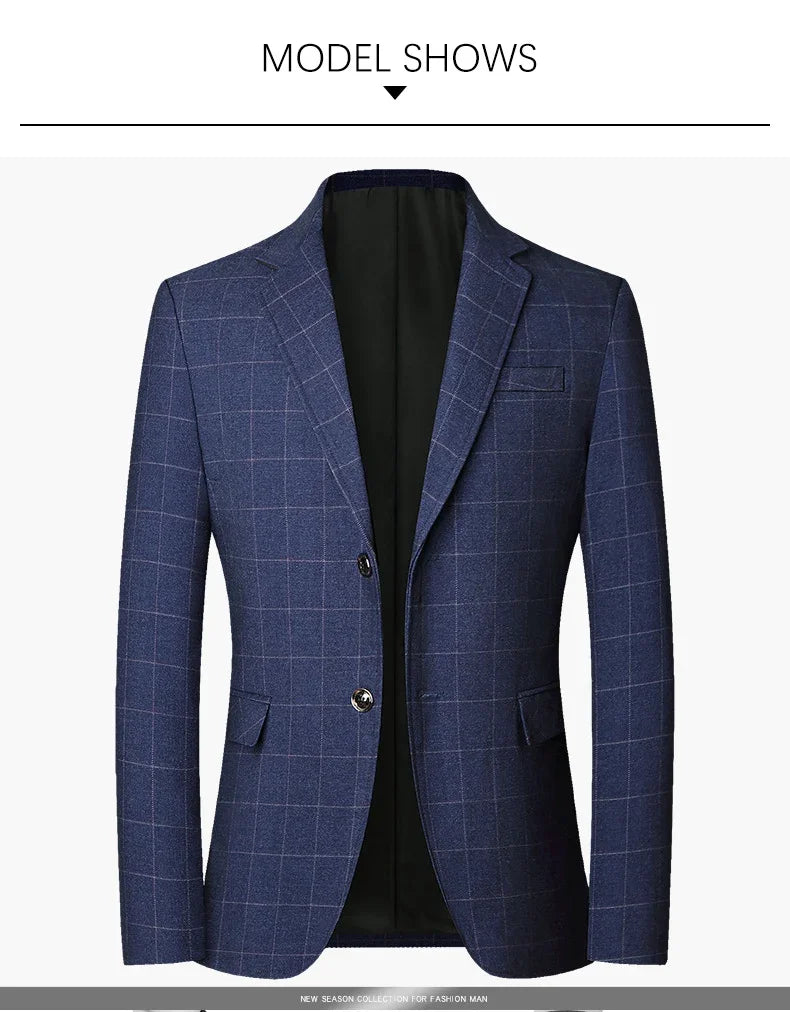 Brand Midlife Mans Blazers 2026 New Spring Autumn Plaid Design Casual Suit Men Classics Comfortable Suit Jacket Men