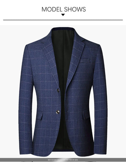 Brand Midlife Mans Blazers 2026 New Spring Autumn Plaid Design Casual Suit Men Classics Comfortable Suit Jacket Men