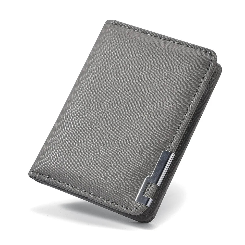 Small Slim Business-Style Wallet - Multiple Card Slots, Credit Card and Driver's License Holder, Geometric In Black Faux Leather
