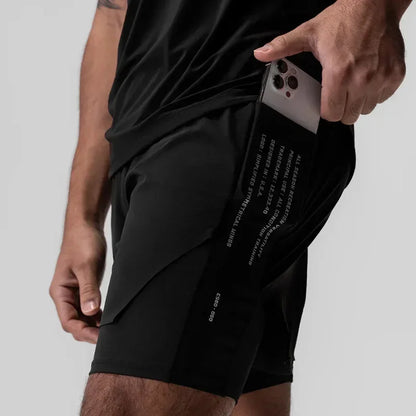 Men's Gym Shorts 2 in 1 Quick Dry Running Shorts Basketball Jogger Summer Fitness Workout Short Pants Bodybuilding Activewear