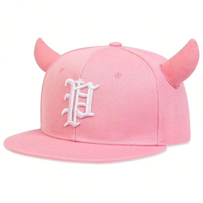 Unisex Personality P Letter Embroidery Ox Horn Hip-hop Hats Outdoor Adjustable Casual Baseball Caps Sunscreen Hat