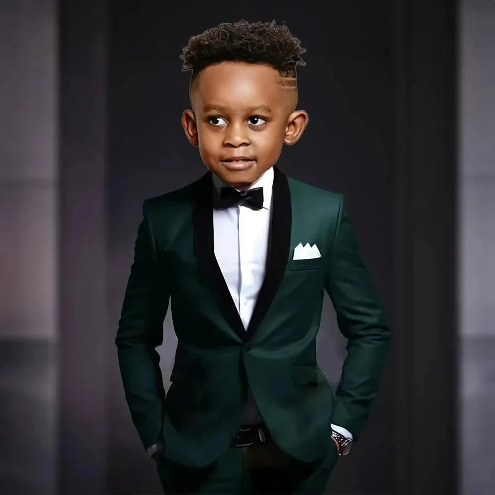 New Kids Suit Set 2 Pieces Jacket Pants Wedding Ring Bearer Outfit,Elegant Shawl Lapel Boys Suits Piano Performance Wear