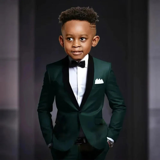 New Kids Suit Set 2 Pieces Jacket Pants Wedding Ring Bearer Outfit,Elegant Shawl Lapel Boys Suits Piano Performance Wear