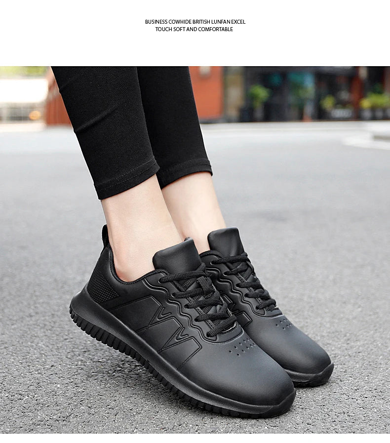 Casual Chef Shoes four Season new Lightweight Soft Sole Comfort Oil proof Men and Women's Chef Business Work Leather Shoe