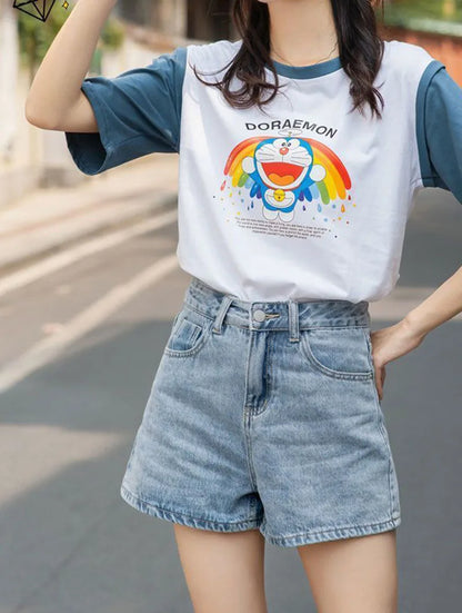 Lucyever Wide Leg Denim Shorts Women Casual High Waist Loose Straight Shorts Woman 2025 Spring Summer Classic Button Jean Shorts