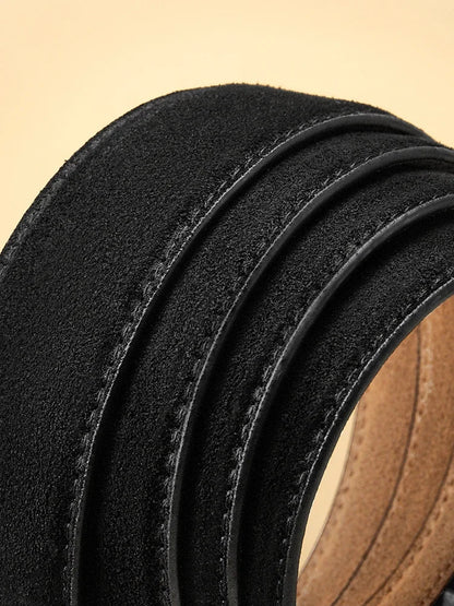 Suede Leather Automatic Buckle Belt for Men Adjustable Ratchet Belt Genuine Men's Leather Belts Fashion Designer Belt Men