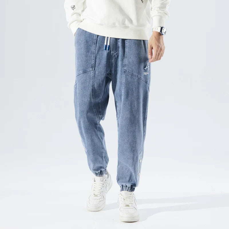 Spring Autumn Plus Size Baggy Jeans Men Hip Hop Streetwear Harem Pants Fashion Embroidery Stretch Cotton Casual Jogger Jeans 8XL