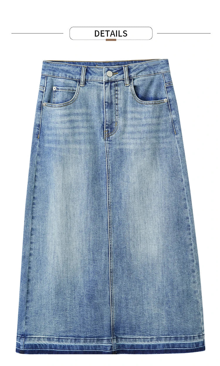Minimalism 2024 Summer New Casual Denim Style Women Jeans Skirts Letters Embroidery Open Fork Female A-line Skirt 12442282