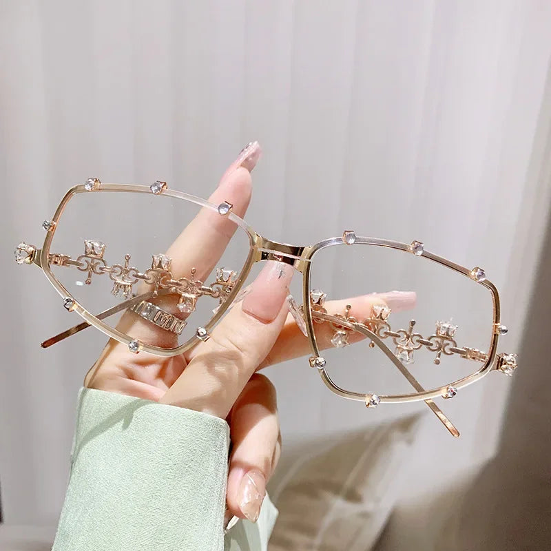 Diamonds Fashion Sunglasses Women 2024 Vintage Shades UV400 Luxury Rhinestones Sun Glasses Female Punk Big Men Eyewear