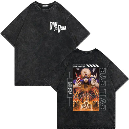 Dandadan Japanese Anime Vintage Washed T-shirt Men Women High Quality Fashion T-shirts Summer Casual Cotton Short Sleeve T Shirt