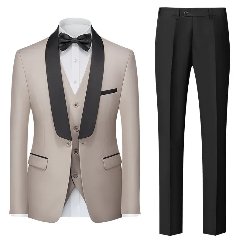 Red Men's Suit 3 Piece, Wedding Party Dress Jacket with Pants Vest, Blue, Green, Gray, Black Available, Asian Size M-5XL 6XL
