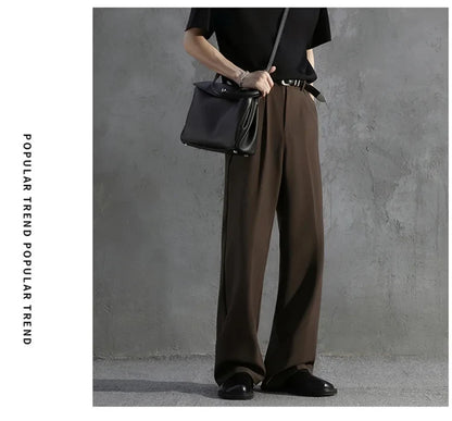 White Luxury Draped Suit Pants Men Fashion Dress Pants Korean Loose Straight Casual Pants Mens Office Formal Trousers Male S-3XL