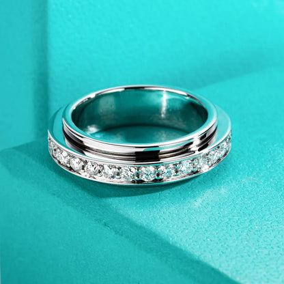 Moissanite Spinner Eternity Band Rings 14k Gold Plated Fidget Spinners Wedding Band Ring Unzip Jewelry Gifts Wholesale
