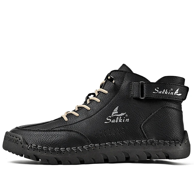 New 2024 Autumn Handmade Leather Men Boots Design Sneakers Man Breathable Casual Leather Shoes Men Ankle Boots Outdoor Boats