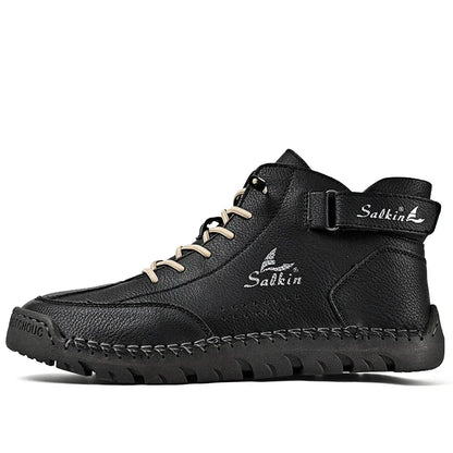 New 2024 Autumn Handmade Leather Men Boots Design Sneakers Man Breathable Casual Leather Shoes Men Ankle Boots Outdoor Boats