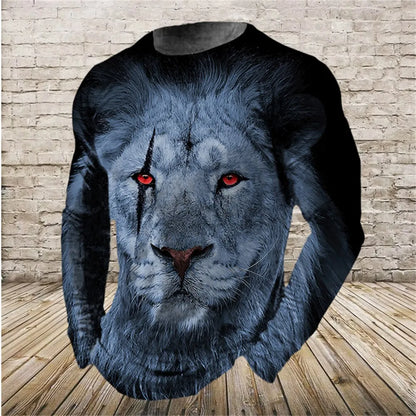 Retro Men's Long Sleeve T-shirt Animal Print Shirt Animal Pattern Clothing Street Apparel Sleeve Top Men's Plus Size XS-5XL
