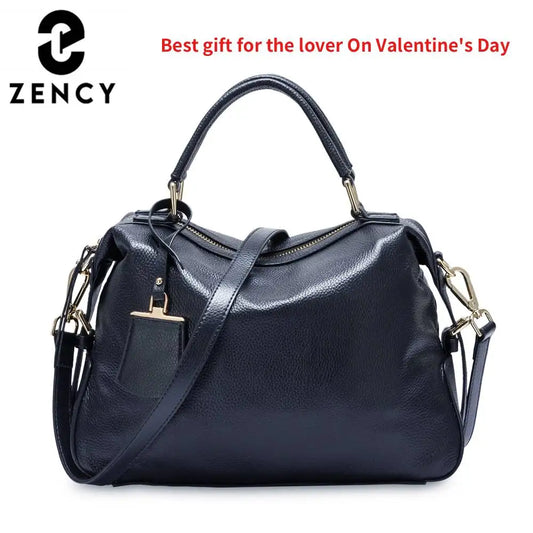 Dark Blue Women Boston Bag 100% Genuine Leather Handbags Female Charm Crossbody Purse Luxury Shoulder Bags For Work Shoppi