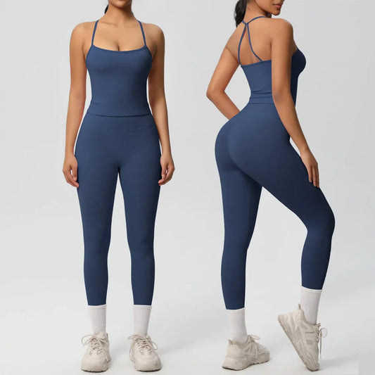 2PCS Yoga Set Nude Feeling Workout Sets Women Tracksuit Gym Push Up Fitness Running Workout Sportwear Sport Bra Leggings Suit