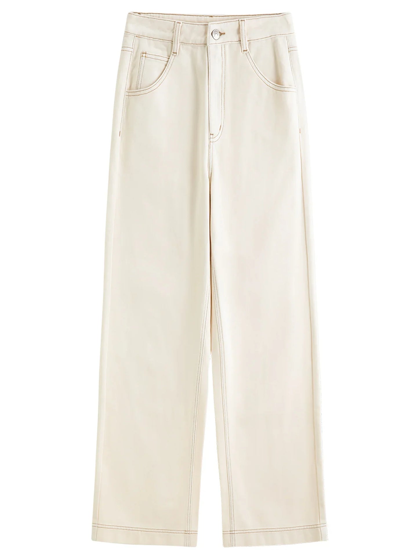 Straight High Waist Jeans for Women Winter Solid Simple All-match 2025 New Long and Short Versatile Pants Korean Style