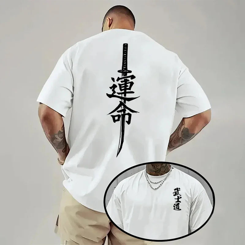 Japan Bushido Print T-shirt for Man 2026 Spring Summer Daily Casual Fashion Short Sleeve Top Male Home Outdoor Comfort Cool Tees