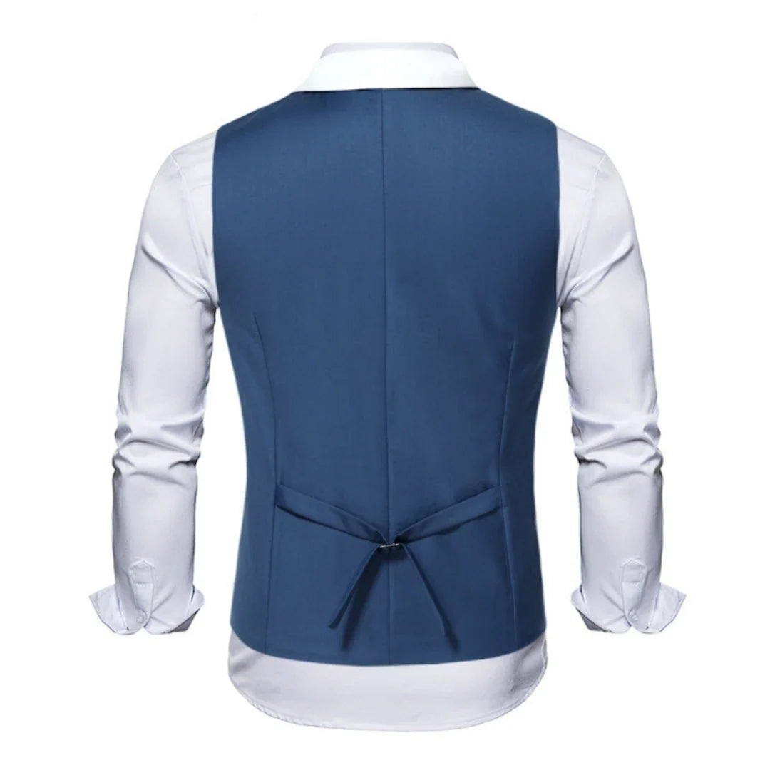 Men Vest Gray With White Lapel And Pocket Double Button Waistcoat For Wedding Birthday Banquet Business Daily Men Suit Vest