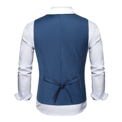 Men Vest Gray With White Lapel And Pocket Double Button Waistcoat For Wedding Birthday Banquet Business Daily Men Suit Vest