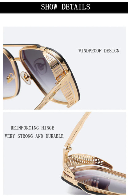 2025 Steampunk Sunglass Men Vintage Square Sunglasses Women Trendy Retro Punk Fashion Glasses Gafas De Sol Hombre Luxe Zonnebril