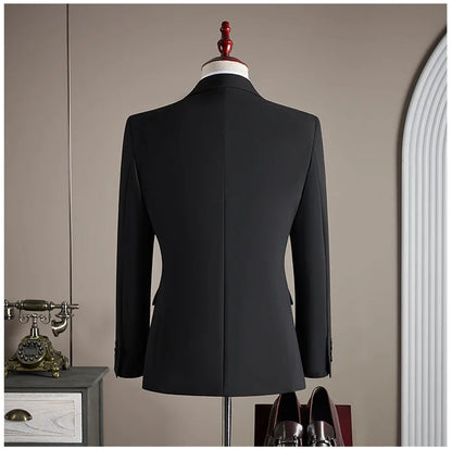 High-quality Groom Wedding Suit, Fashionable and Stylish Dress, Men's Business Double-Breasted Suit Set, Men's Three-Piece Set